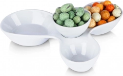 Fehér kerámia nassolótál 26 × 22 × 6,5 cm