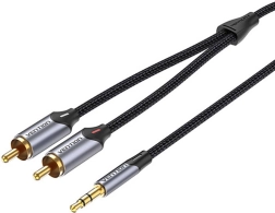 Vention BCNBK 2xRCA–3,5 mm audio kábel, 8 m (szürke)