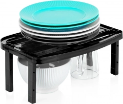 Konyhai egymásra rakható polc, fekete, állítható magasság 31 × 22 × 14,5/11,5 cm