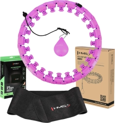 Masszázs okos hullahopp karika súllyal HMS HHW12 Plus Size + karcsúsító neoprén öv BR163, lila