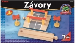 Vasúti átjáró sorompókkal és táblákkal