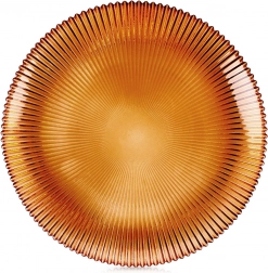 Borostyánsárga üveg desszerttányér 21 cm