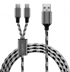 Fonott USB 2.0 kábel USB‑A – Micro USB + USB‑C 1,2 m