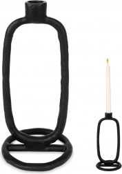 Fekete alumínium gyertyatartó 24 cm