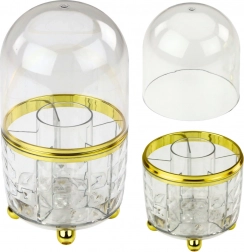 Kozmetikai rendező forgó alappal és átlátszó fedéllel