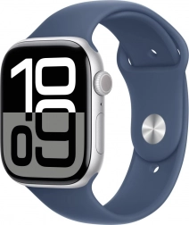 Apple Watch Series 10 GPS + Cellular 46 mm ezüst alumínium denimszínű sport szíjjal M/L
