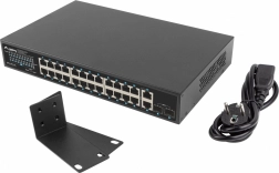 Lanberg 24 portos gigabites PoE+ switch 250 W-tal, 2x SFP-vel és 2x uplinkkel