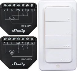 Shelly Shutter (2 db) intelligens redőnyvezérlő készlet + BLU RC Button 4 távirányító gomb