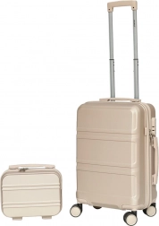 Kabinbőrönd és kozmetikai táska ABS-ből, pezsgő – könnyű utazószett 56 cm