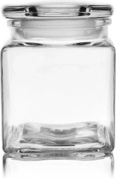 Üveg, négyzet alakú élelmiszertároló doboz 950 ml