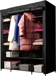 Textil összecsukható ruhásszekrény XXL fekete