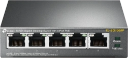TP-Link 5 portos gigabites asztali switch 4× PoE-vel (TL-SG1005P)