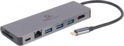 USB‑C hub HDMI‑val (UHD 4K), gigabites LAN, 2× USB‑A, SD/microSD és 100 W PD – CABLEXPERT