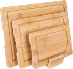 RUHHY 3 az 1-ben bambusz vágódeszka készlet állvánnyal