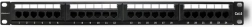 19" rack patch panel, 24 portos, CAT6 UTP, fekete
