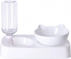 2 az 1-ben kutya- és macskatál automatikus vízadagolóval - fehér