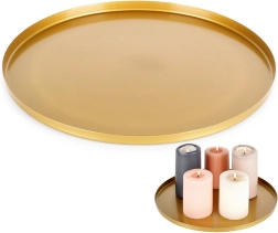 Fém arany tálca gyertyákhoz és dekorációkhoz, 30 cm