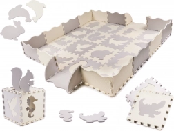 Habos oktató kirakós szőnyeg, szürke és ekrü, 36 darab, 150 × 150 cm