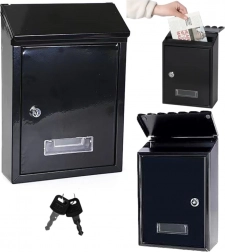 Horganyzott acél postaláda, fekete 26,5 × 18,5 × 6,5 cm