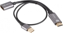 HDMI (apa) – DisplayPort (anya) adapter 4K, 20 cm kábel, ezüst