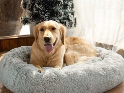 Plüss fekhely macskáknak és kistestű kutyáknak, 50 cm – Szürke