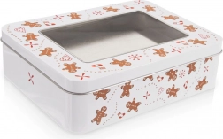 Fém süteményes doboz ablakos tetővel Mézeskalács 18 × 14,5 × 5 cm