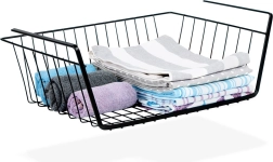 Függesztett polc alatti kosár, fém, fekete 40,5 × 26,5 × 14,5 cm