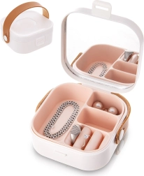 Utazó ékszerdoboz tükörrel 9,5 × 9,5 × 4 cm