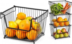 Fém gyümölcs- és zöldségkosár, fekete