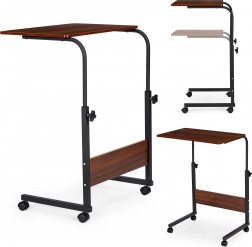 Notebook asztal kerekekkel - oldalsó asztal kanapéhoz vagy fotelhez, sötétbarna ModernHome