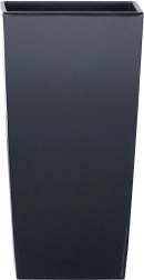 Urbi Square Matt négyszögletes virágcserép betéttel 19,5 × 19,5 × 37,5 cm, antracit