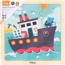 Viga fa puzzle hajó, 9 darabos