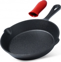 Öntöttvas serpenyő szilikon húzóval, 20 cm