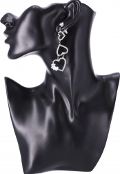 Hosszú fülbevaló szívekkel - ezüst