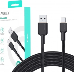 aukey usb-a usb-c kábel 1 m, fonott, 60 w power delivery
