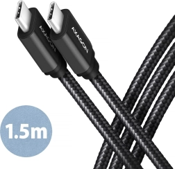 USB-C kábel USB-C-hez 1,5m PD 60W 3A fekete fonat