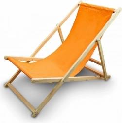 Fa strand- és kerti nyugágy, összecsukható, állítható háttámla, narancssárga