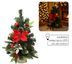Karácsonyi dekoratív fenyőfa 15 LED-del, 50 cm, piros-arany - 1 db