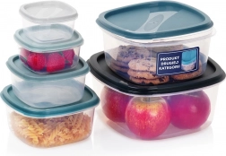 6 darabos műanyag ételtároló doboz szett fedelekkel (outlet, egy fedél nem illeszkedik)