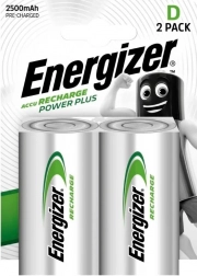 Tölthető D akkumulátorok ENERGIZER Power Plus 2500 mAh, 2 db, előre feltöltve