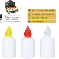 LED gyertya mécseslámpához vibráló lánghatással 10,5 cm – színmix