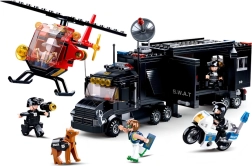 SLUBAN rendőrségi SWAT mobil bázis helikopterrel és motorral