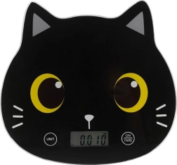 Digitális konyhai mérleg macska, fekete