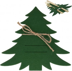 Karácsonyi filc evőeszköztartó fenyőfa alakban, zöld, 4 db