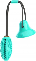 Interaktív kutyajáték tapadókoronggal és jutalomfalat-adagolóval, fogtisztító rágóka – türkiz