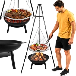 Kaminer kerti háromlábú grill tűzrakó tálcával és függesztett ráccsal 58 cm