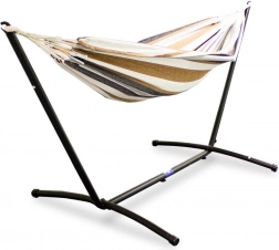 bézs-barna kerti függőágy különálló állvánnyal