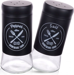 Fekete üveg só- és borsszóró, 2 darabos készlet