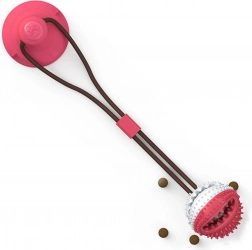 Interaktív kutyajáték tapadókoronggal és jutalomfalatos labdával