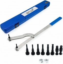 univerzális szíjtárcsa-blokkoló kulcs 53 cm, állítható, csapkészlettel bituxx